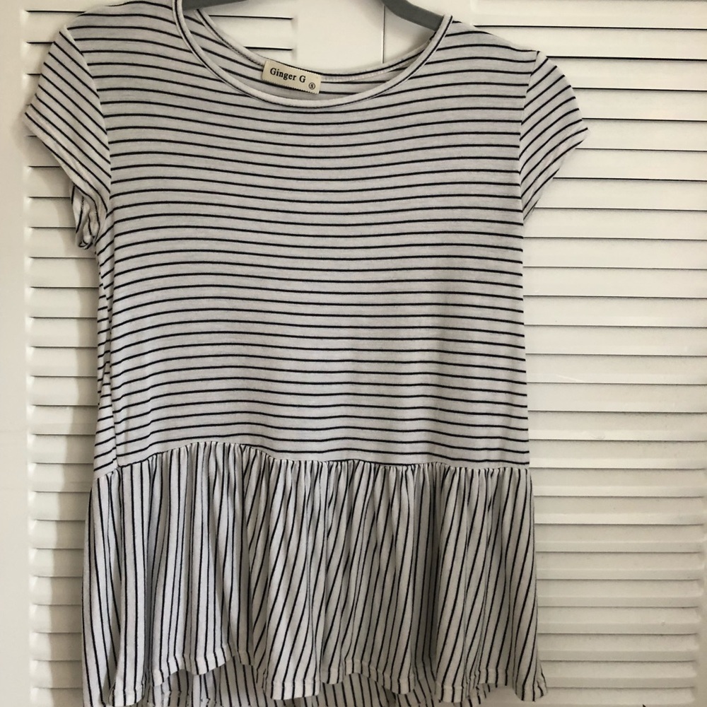 Black & White Striped Peplum Top